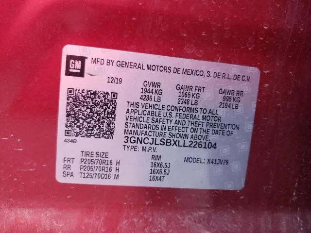 2020 CHEVROLET TRAX 1LT  