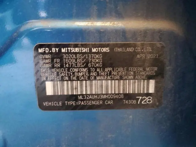 2021 MITSUBISHI MIRAGE ES