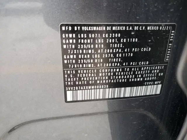 2021 VOLKSWAGEN TIGUAN SE  