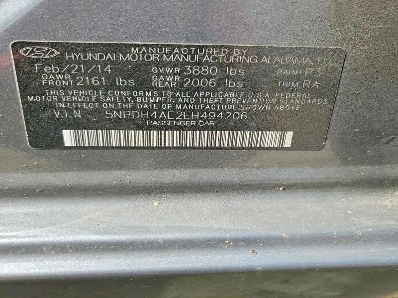 2014 HYUNDAI ELANTRA SE  