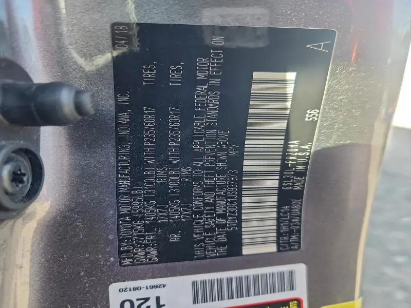 2018 TOYOTA SIENNA XLE  