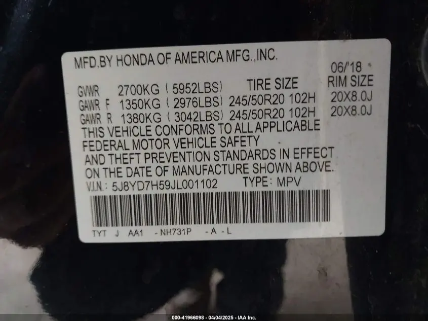 2018 ACURA MDX SPORT HYBRID TECHNOLOGY PACKAGE