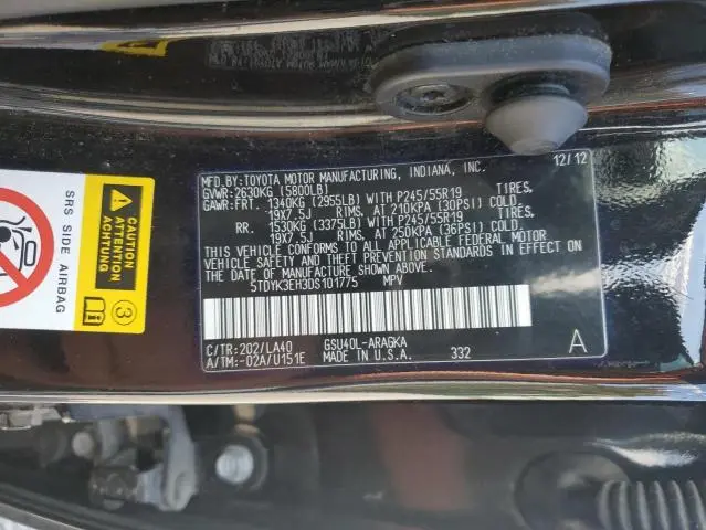 2013 TOYOTA HIGHLANDER LIMITED  