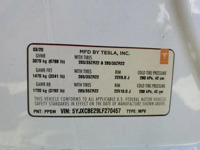 2020 TESLA MODEL X   