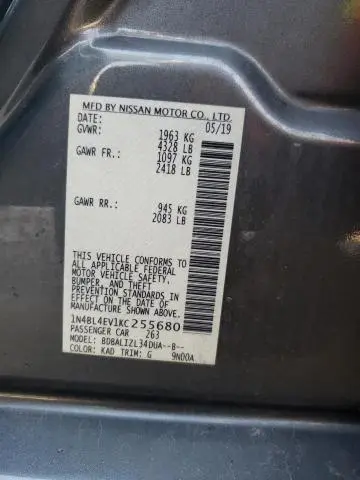 2019 NISSAN ALTIMA SL  