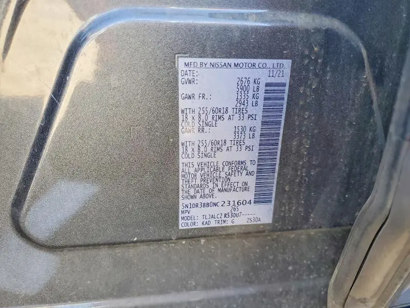 2022 NISSAN PATHFINDER SV  