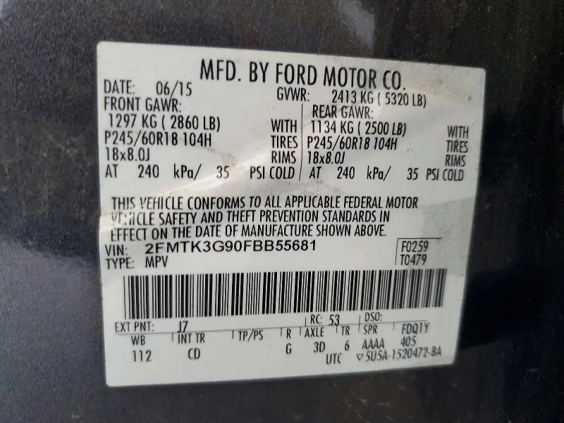 2015 FORD EDGE SE  