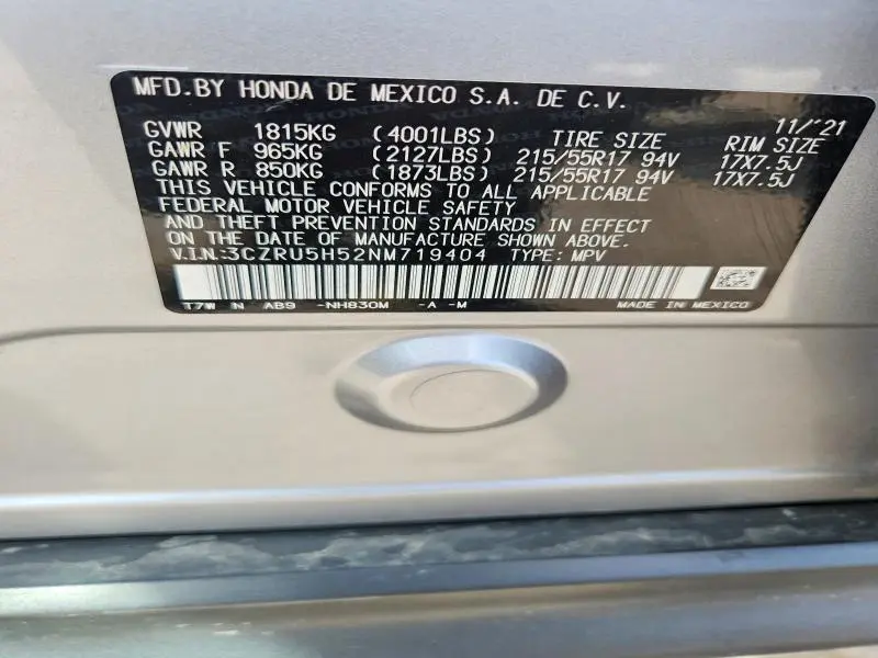 2022 HONDA HR-V EX  