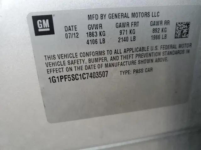 2012 CHEVROLET CRUZE LT  