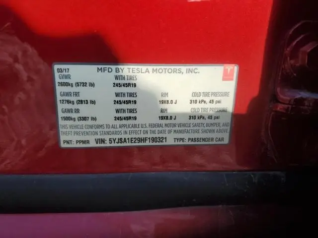 2017 TESLA MODEL S   