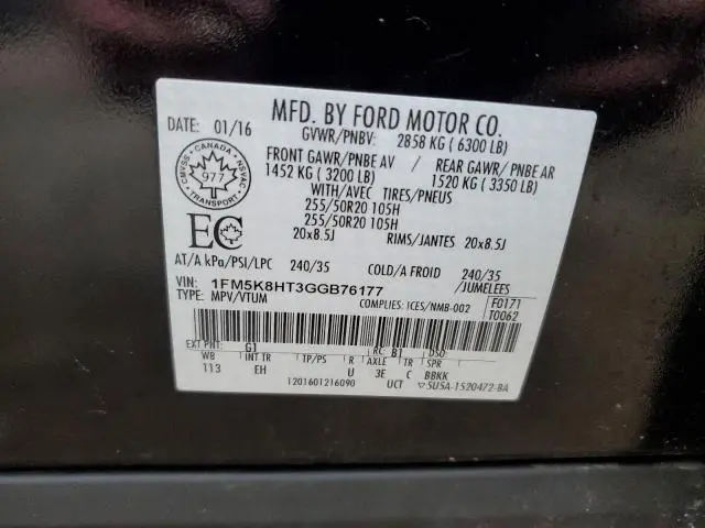 2016 FORD EXPLORER PLATINUM  