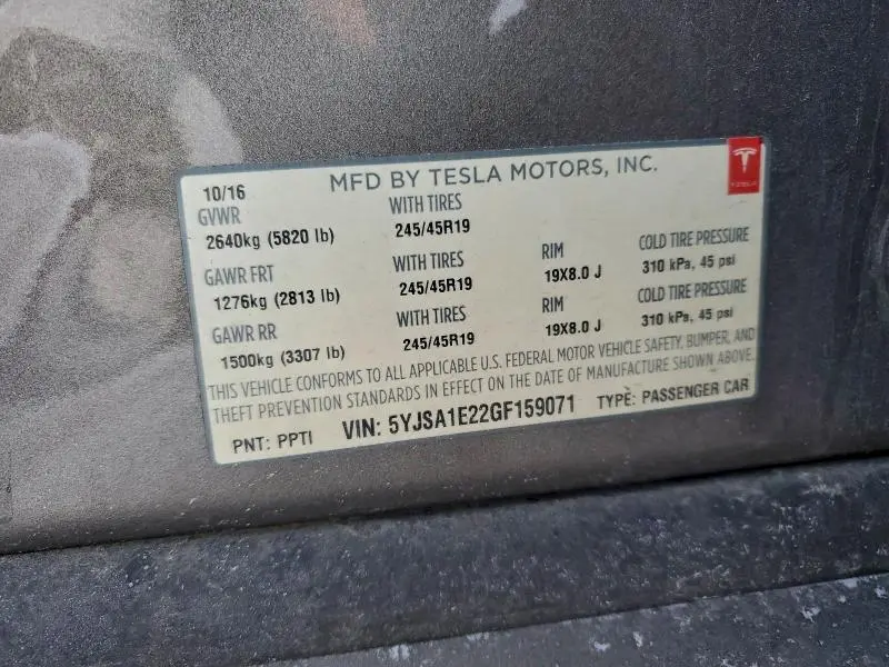 2016 TESLA MODEL S   