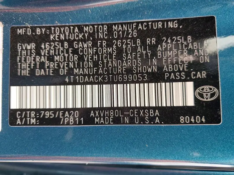 2026 TOYOTA CAMRY SE  