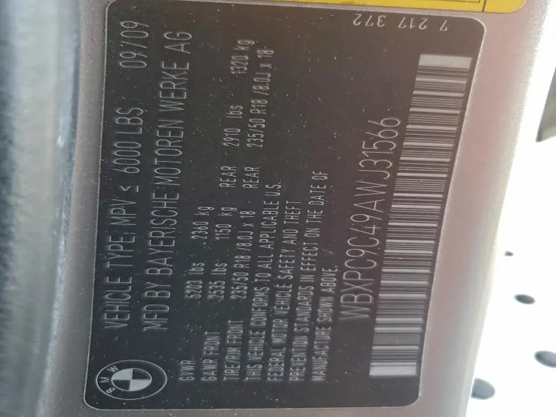 2010 BMW X3 XDRIVE30I  