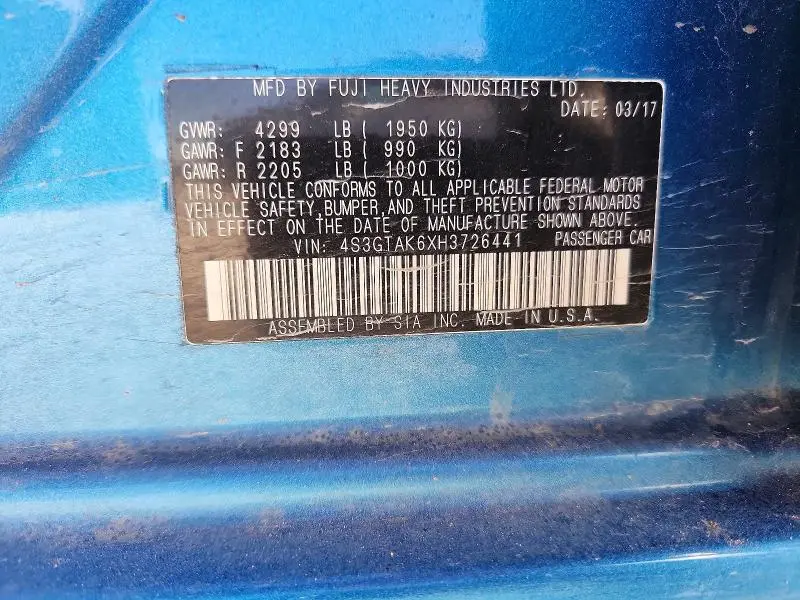 2017 SUBARU IMPREZA SPORT  