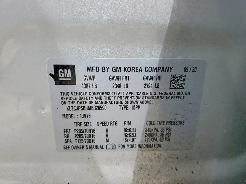 2021 CHEVROLET TRAX 1LT  