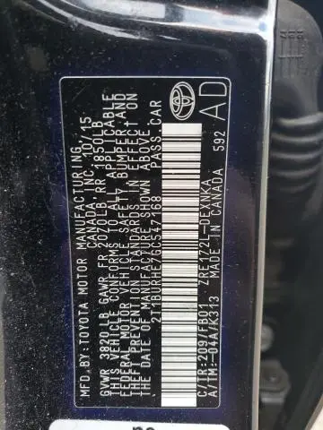 2016 TOYOTA COROLLA L  