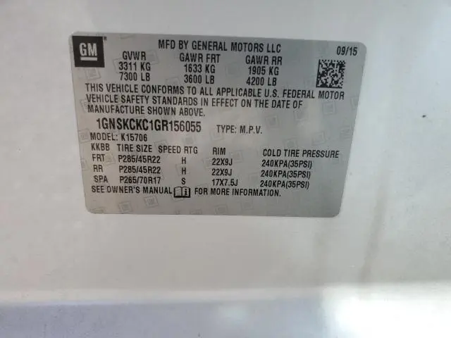 2016 CHEVROLET TAHOE K1500 LTZ  