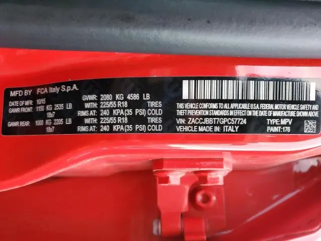 2016 JEEP RENEGADE LATITUDE  