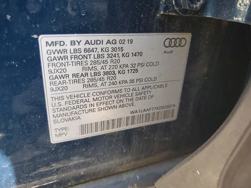2019 AUDI Q7 PREMIUM PLUS  