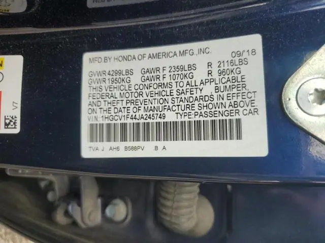 2018 HONDA ACCORD EX  