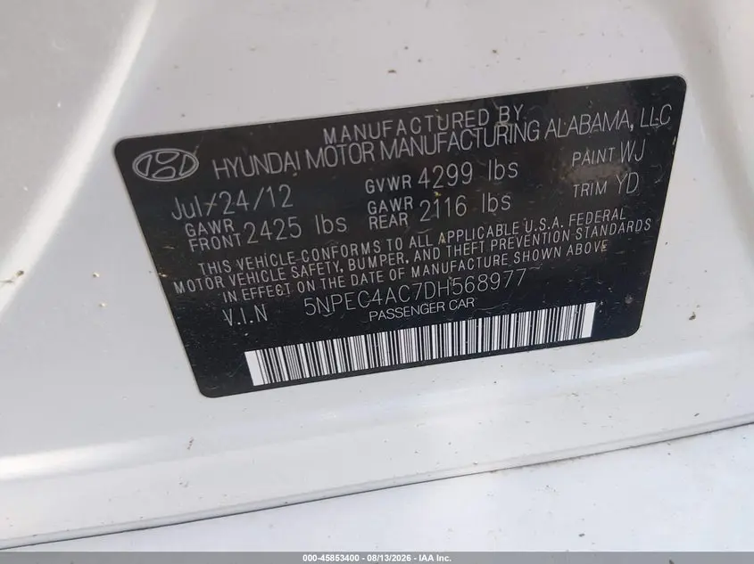 2013 HYUNDAI SONATA LIMITED