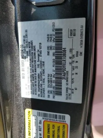 2020 FORD FUSION TITANIUM  