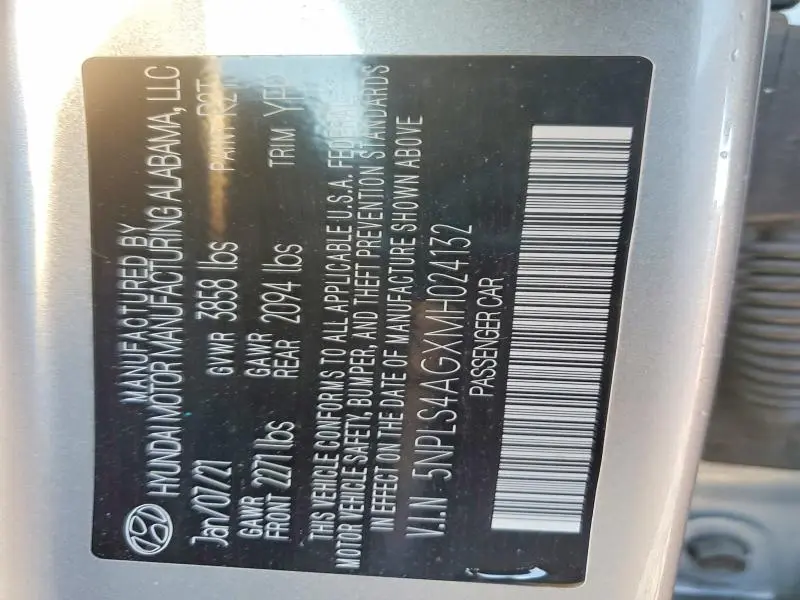 2021 HYUNDAI ELANTRA SEL  