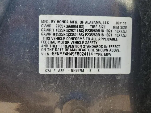 2015 HONDA PILOT EX  