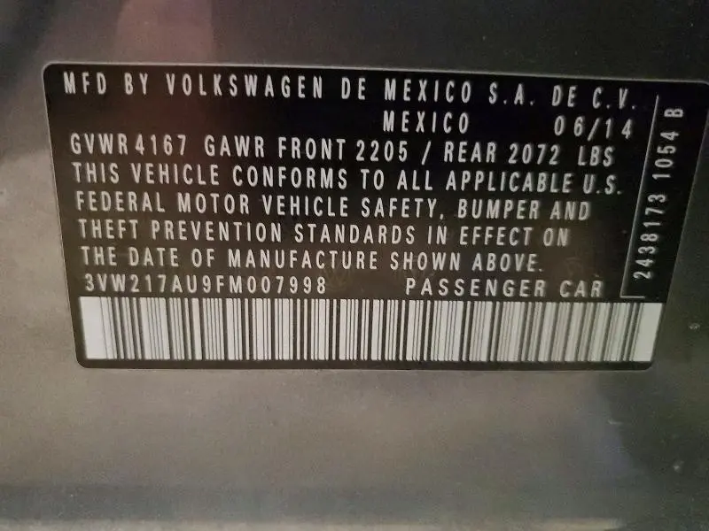 2015 VOLKSWAGEN GOLF   