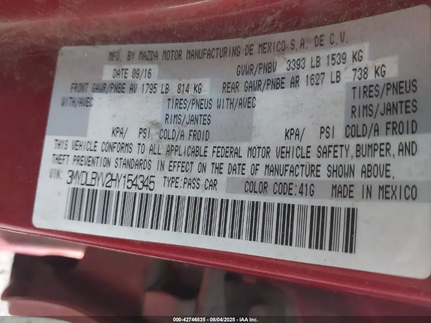 2017 TOYOTA YARIS IA  