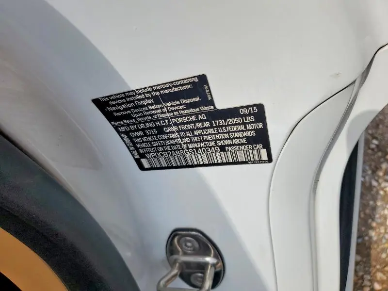 2016 PORSCHE BOXSTER S  