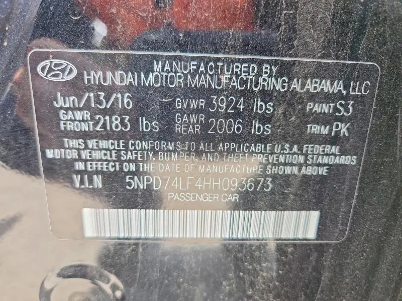 2017 HYUNDAI ELANTRA SE  