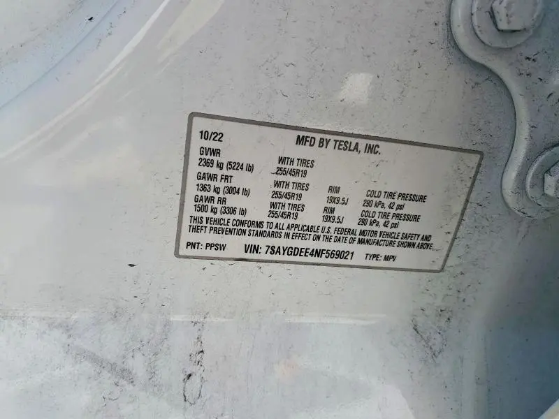 2022 TESLA MODEL Y   