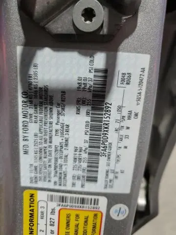 2019 FORD FUSION TITANIUM  