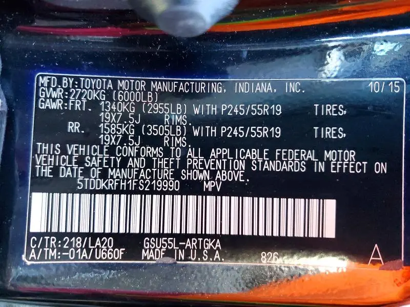 2015 TOYOTA HIGHLANDER LIMITED  