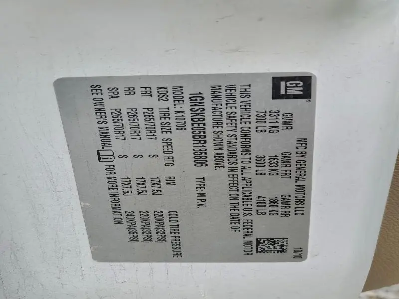 2011 CHEVROLET TAHOE K1500 LT  