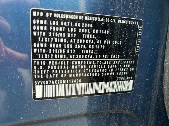 2019 VOLKSWAGEN TIGUAN S  