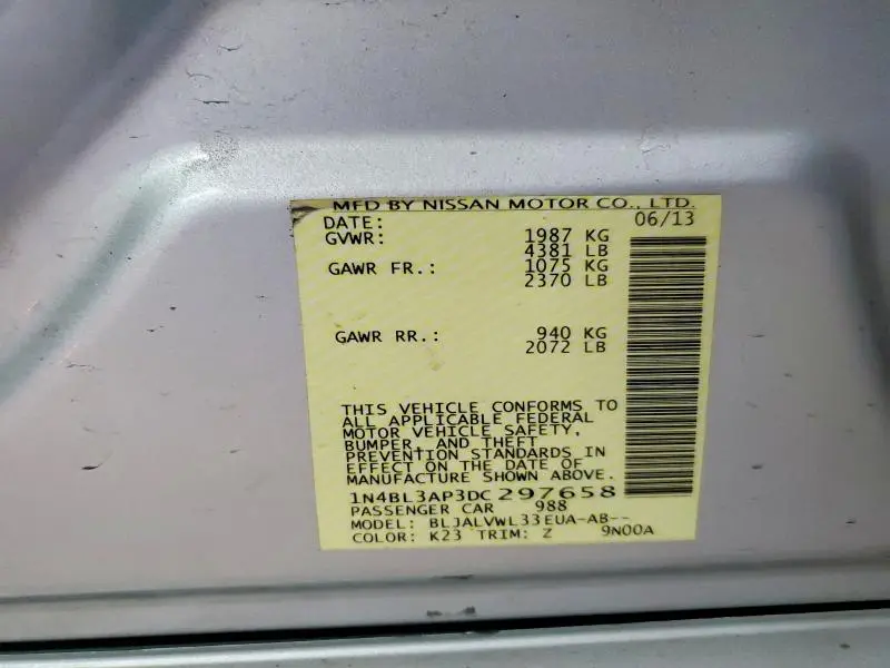 2013 NISSAN ALTIMA 3.5 S  