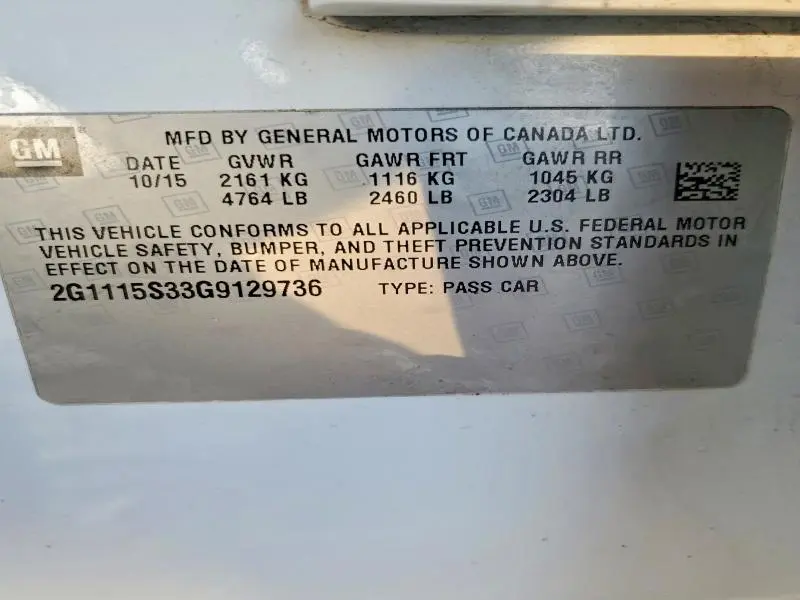 2016 CHEVROLET IMPALA LT  