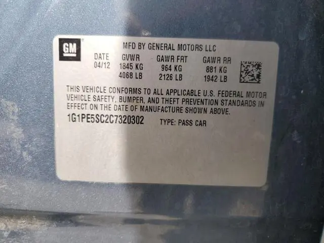 2012 CHEVROLET CRUZE LT  