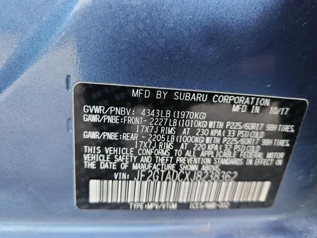 2018 SUBARU CROSSTREK PREMIUM  