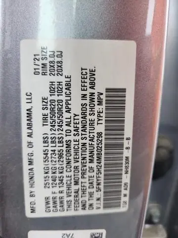 2021 HONDA PILOT SE  