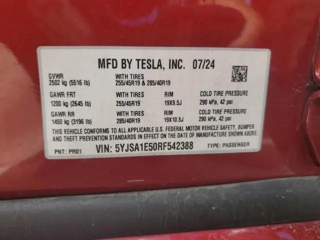 2024 TESLA MODEL S   