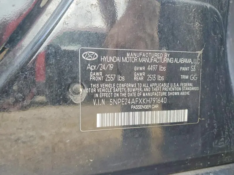 2019 HYUNDAI SONATA SE  