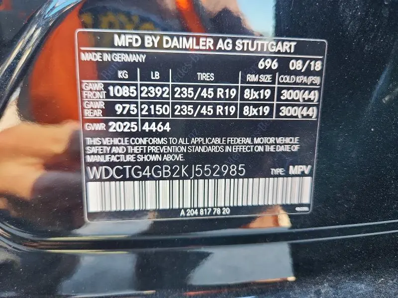 2019 MERCEDES-BENZ GLA 250 4MATIC  