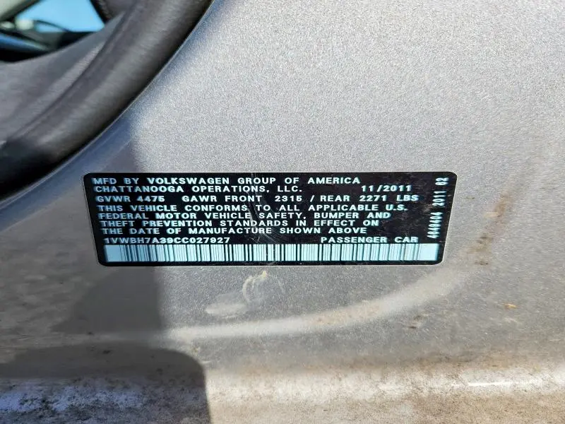 2012 VOLKSWAGEN PASSAT SE  