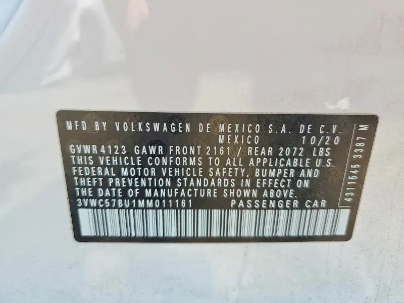 2021 VOLKSWAGEN JETTA S  