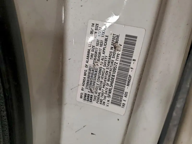 2014 HONDA ODYSSEY EXL  