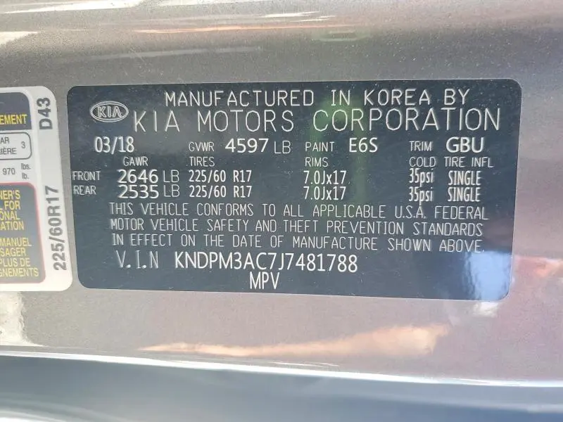 2018 KIA SPORTAGE LX  
